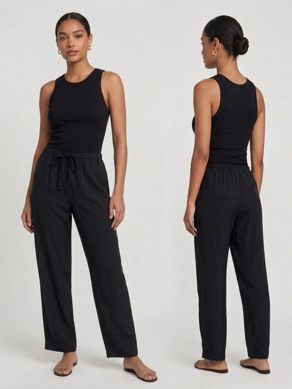 Vintage Henri Bendel New York 100% Silk Drawstring Lounge Pants Black Size XS